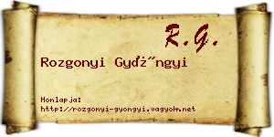 Rozgonyi Gyöngyi névjegykártya